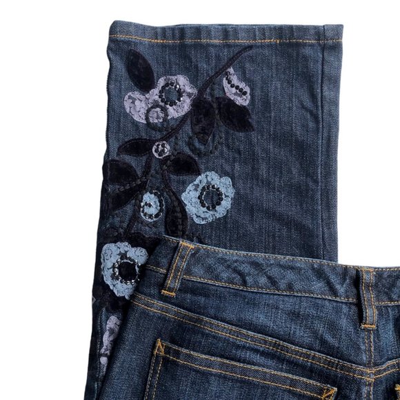 Talbots Floral Embroidered Wide Leg Jeans - Picture 7 of 8